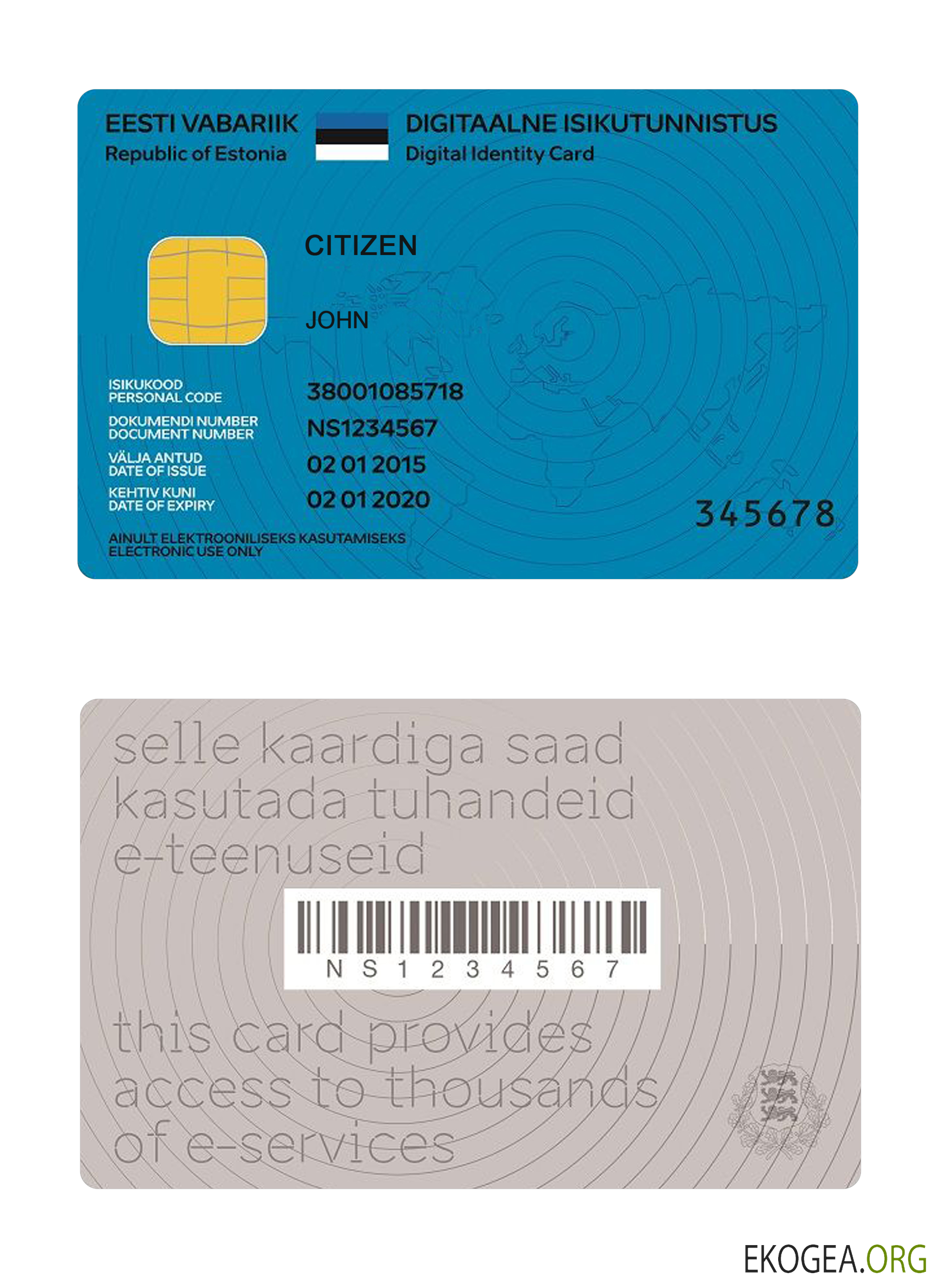 Carte d'identité numérique d'Estonie 2018 présent